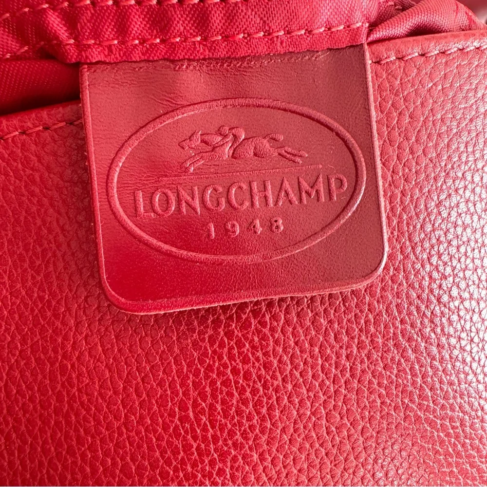 Longchamp Red Leather Flap Shoulder Bag Handbag